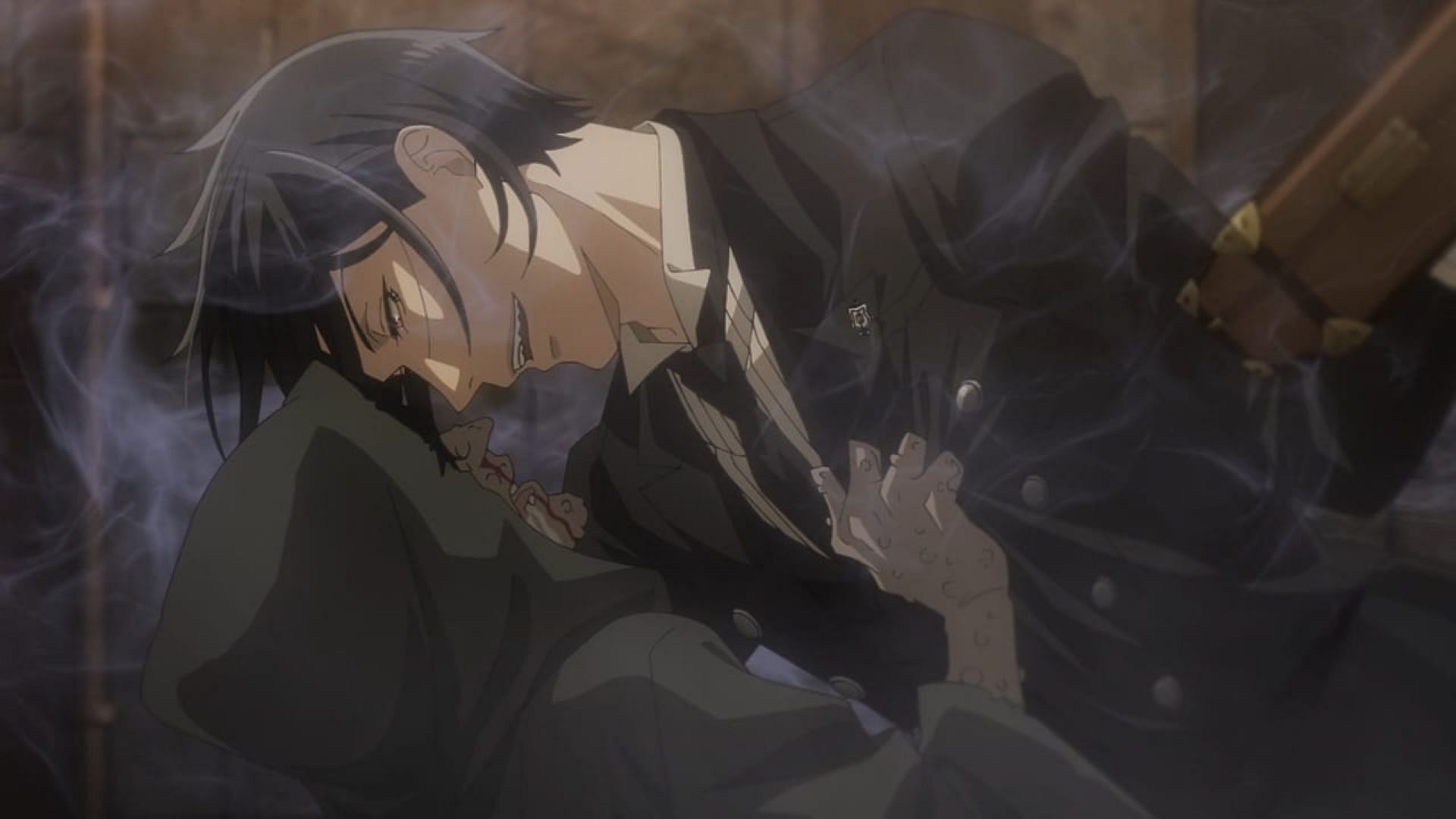 The village crone and Sebastian (Image via CloverWorks)